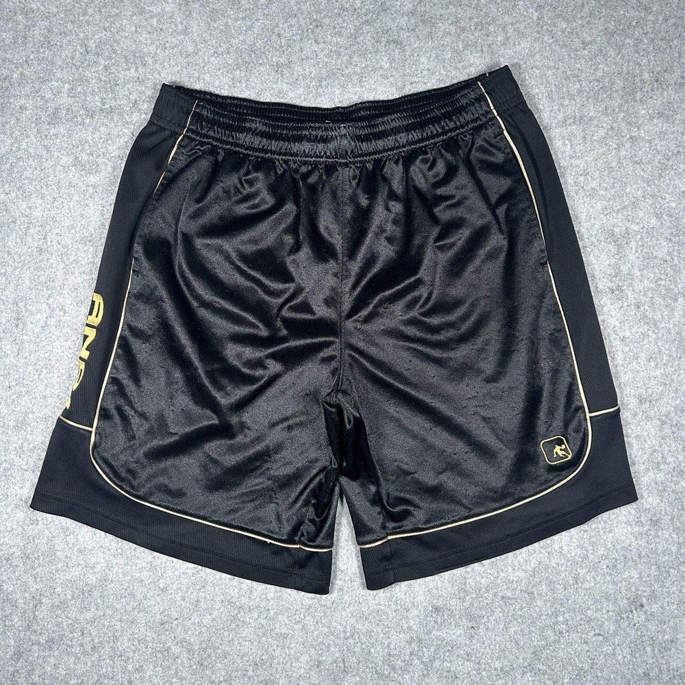Vintage AND1 Basketball Shorts Men Size XL Black Yellow Silky Dazzle Kobe Bryant